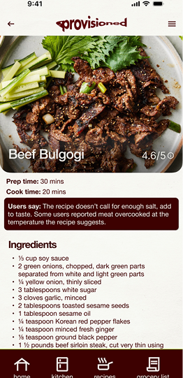 An example recipe with feedback